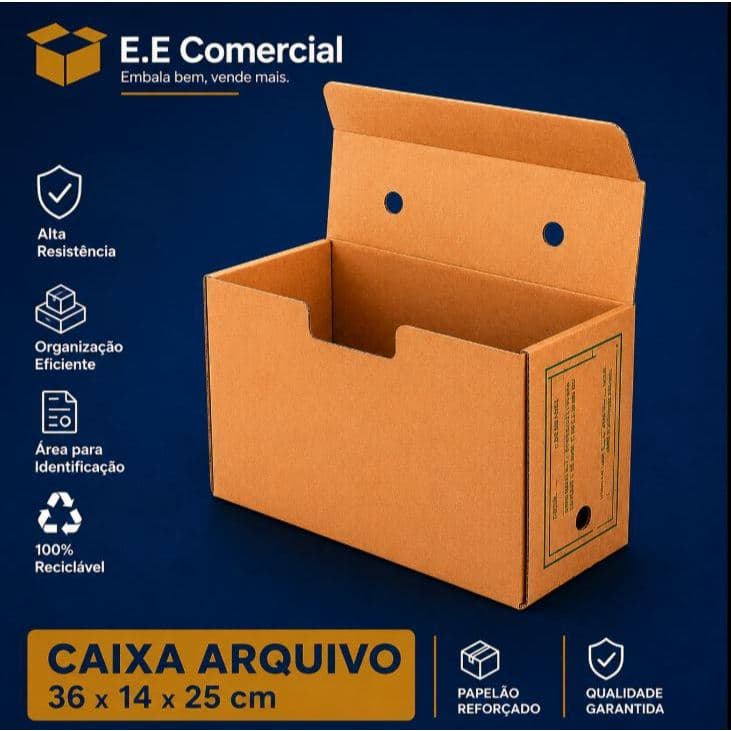 Caixa Organização Arquivo Morto 36x14x24 Documento Pasta Escritório Contabilidade Cartório Kit Atacado