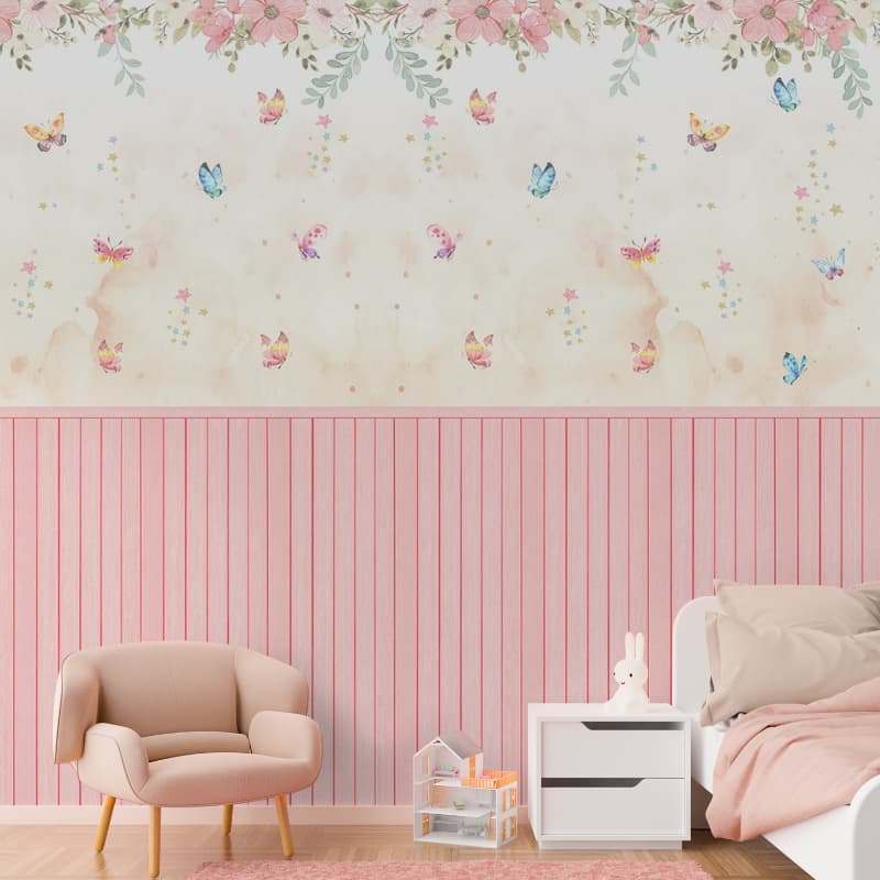 Papel De Parede Adesivo Personalizado Ripado Floral