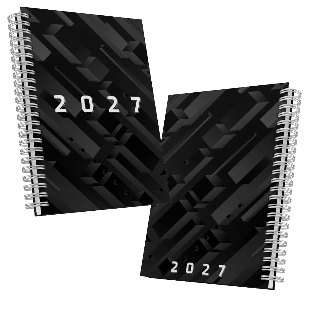 Agenda 2027 Preta ou Personalizada - grande - Horários 15 Em 15 Minutos