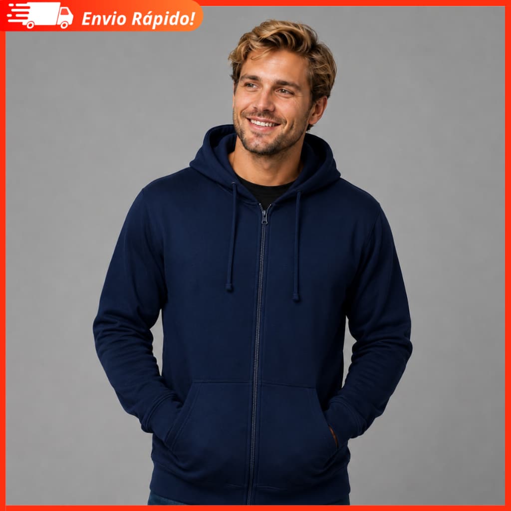 Moletom Com Zíper Masculino Feminino Liso Com Capuz Indice