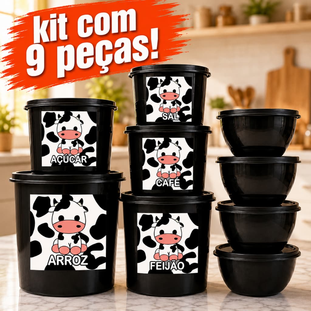 Kit Peças Variadas + Potes Redondos Organizador de Cozinha com Potes para Mantimentos e Bowls