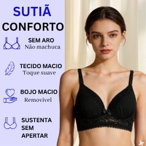 Sutiã com Bojo Feminino em Renda Confortável com Alças Ajustáveis Premium