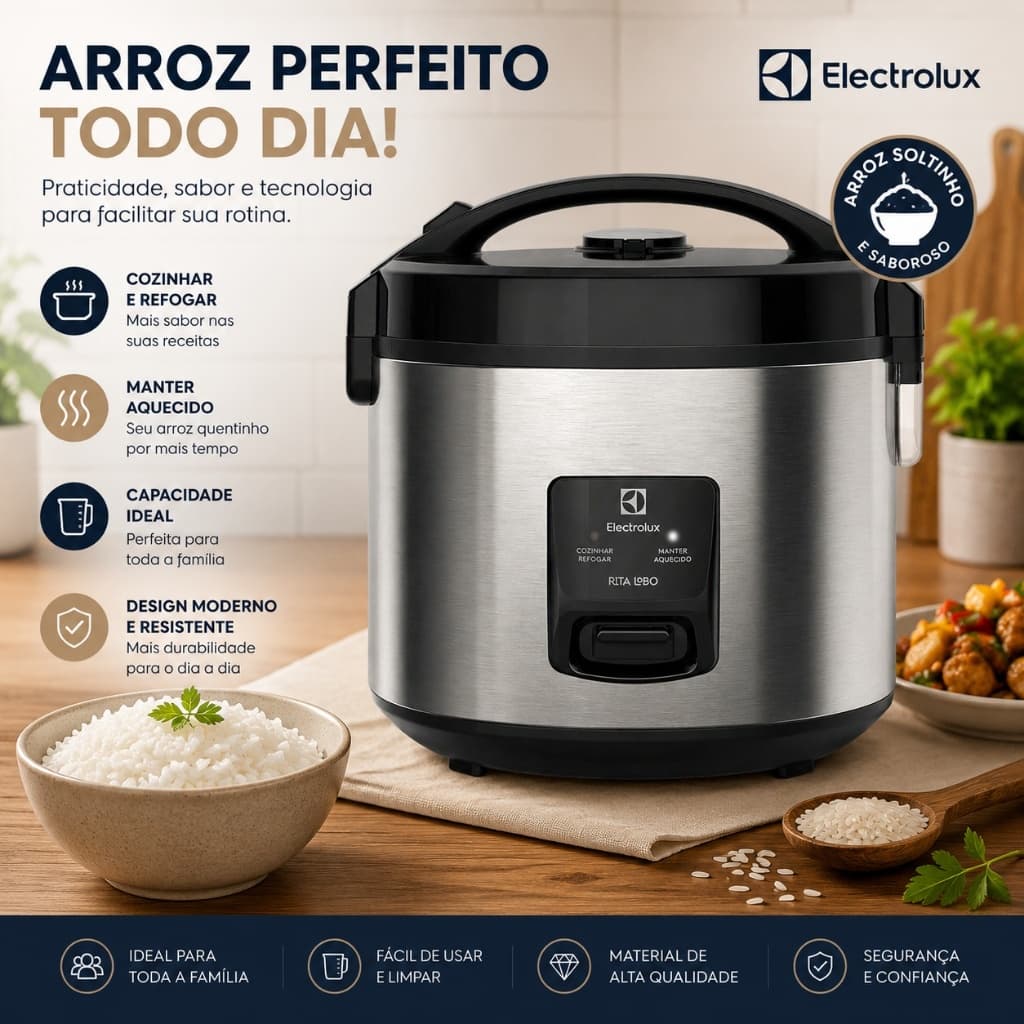 Panela de Arroz Elétrica Electrolux ERC20 3,5L 220V Antiaderente Mantém Aquecido Original