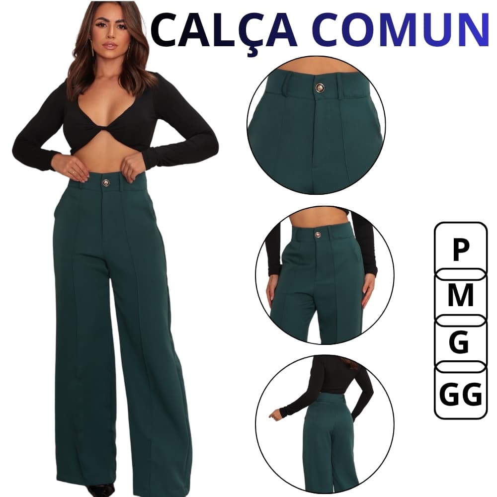 Calça Pantalona Feminina Cintura Alta Alfaiataria Calça Elegante Calça Social Moda Feminina