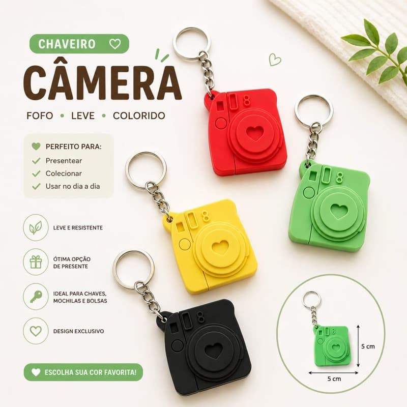 Chaveiro Câmera Polaroide Personalizado Foto Modelo Câmera 3D l Presente com Fotol Lembrancinha
