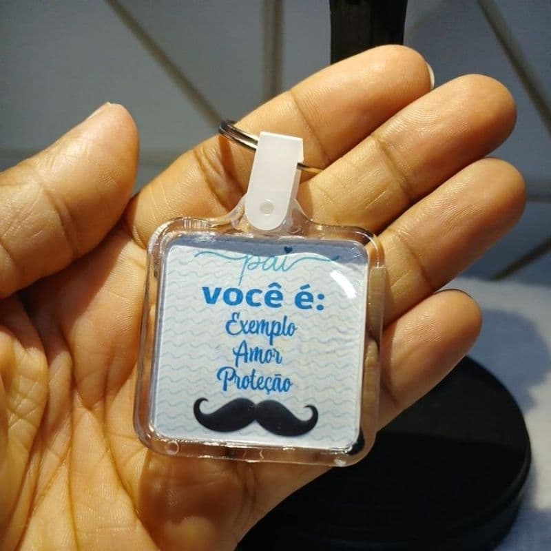 Chaveiro Personalizado Dia Dos Pais - Chaveiro Acrílico Mensagem Frente e Verso Feliz Dia Dos Pais