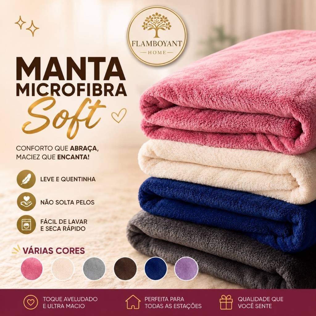 Manta Casal Microfibra Soft Antialérgica 2,00x1,80 Lisa Várias Cores