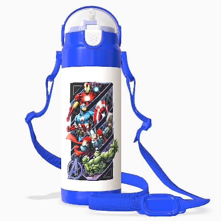 Garrafinha Térmica Personalizada Avengers Os Vingadores Com Nome Alça e Canudo 350ml Garrafinha termica infantil