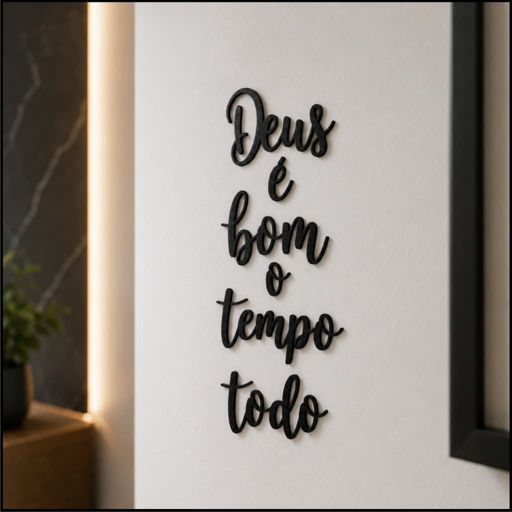 Letreiro de Parede Deus é Bom o Tempo Todo Decorativo Cristão Minimalista para Sala Quarto Escritório