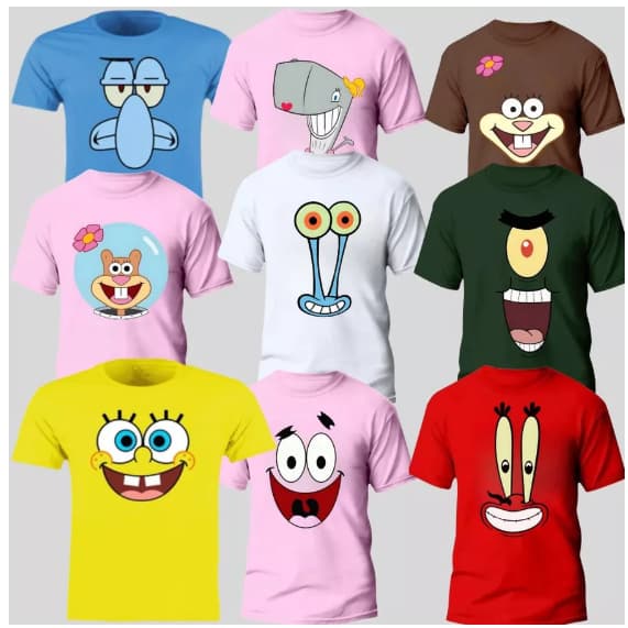 Camisa camiseta personalizada personagem BOB ESPONJA SANDY SIRIGUEJO GARY PATRICK  100% algodão