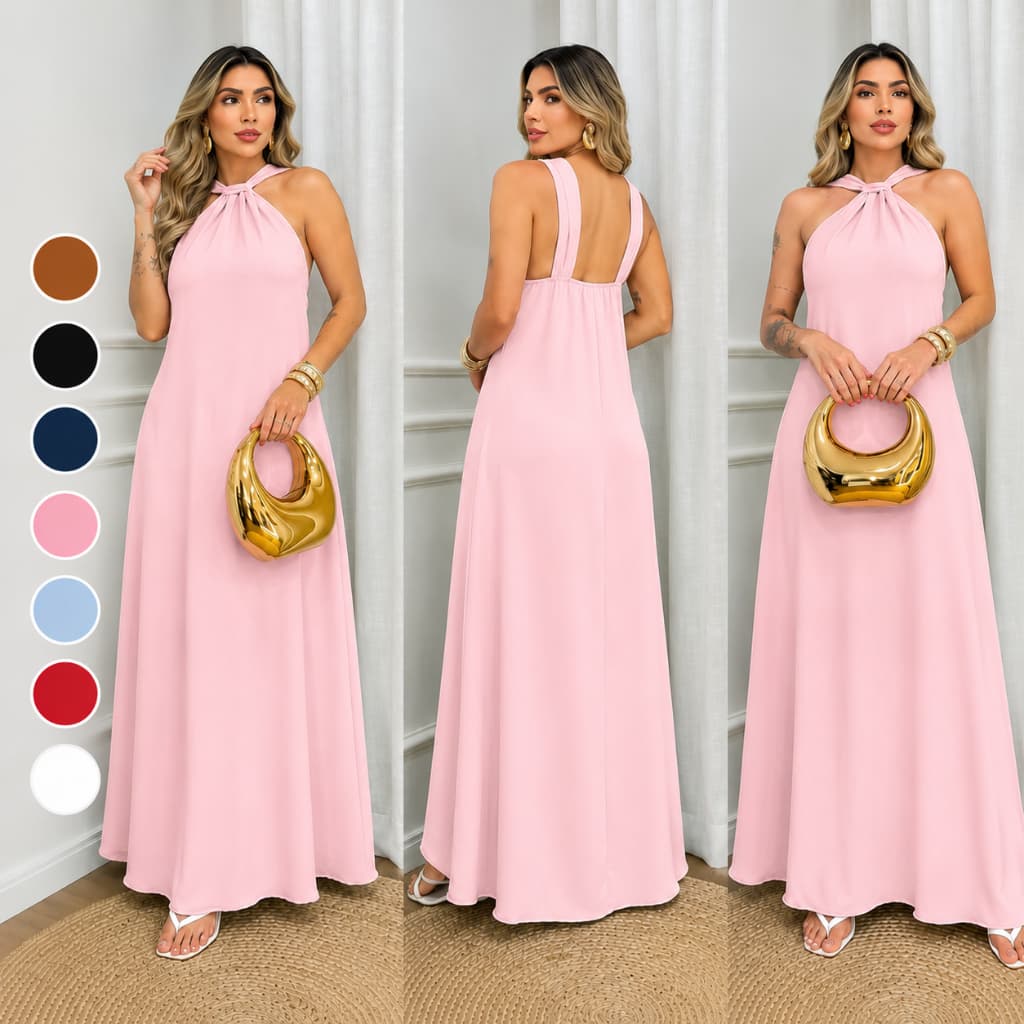 Vestido Elegante Feminino em Duna com Forro (M,G)