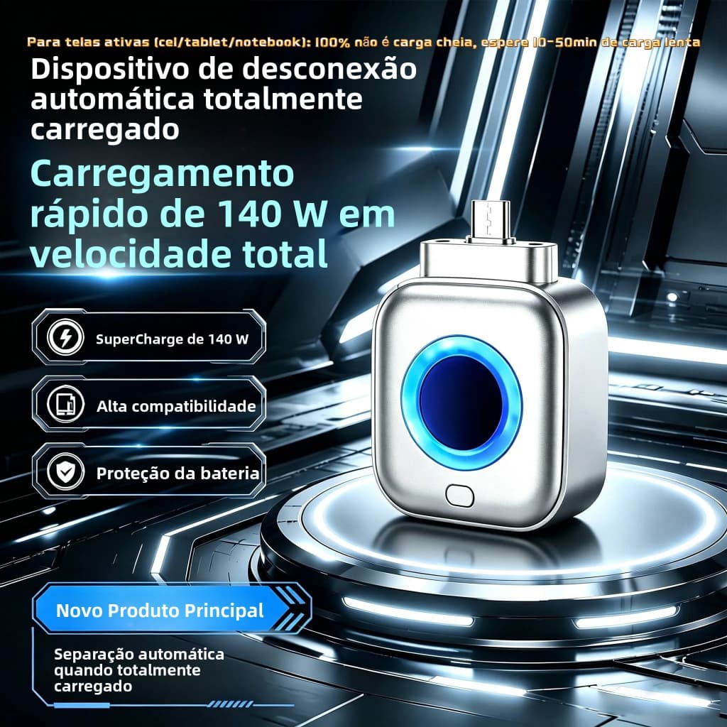 Adaptador Tipo-C Inteligente Com Corte Automático de Carga Completa