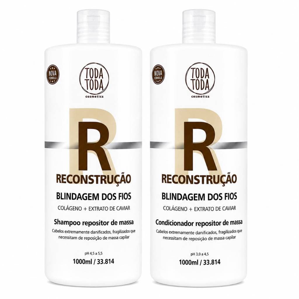 Kit Reconstrução Shampoo e Condicionador 1L - Toda Toda Cosmetics
