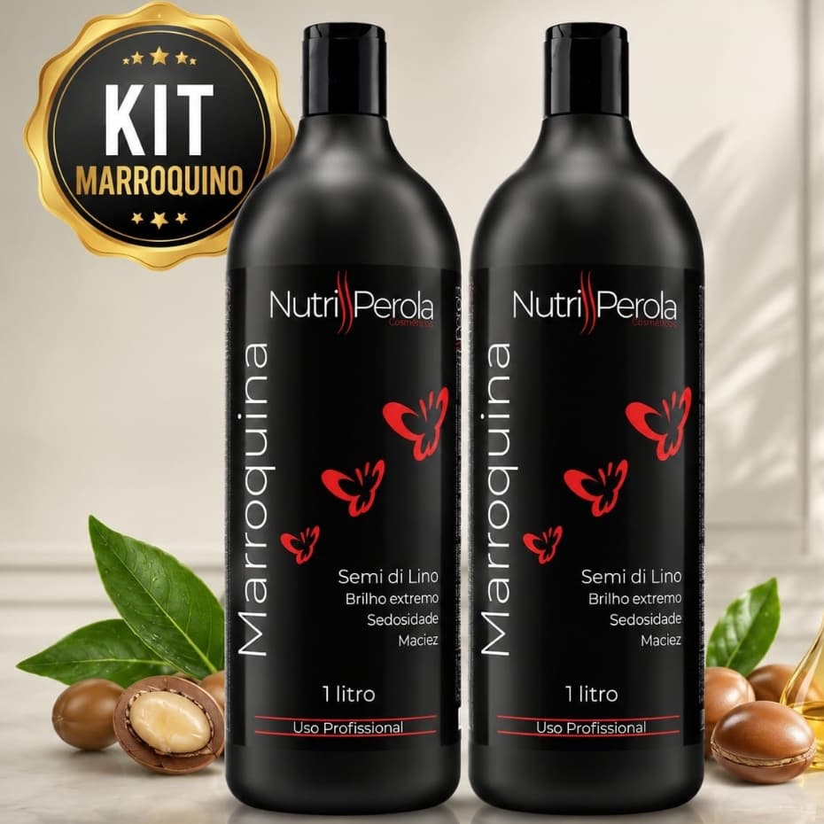 Kit Progressiva Marroquina 2x1 Litro Profissional | Óleo De Argan 100% Liso Sem Ressecar O Cabelo