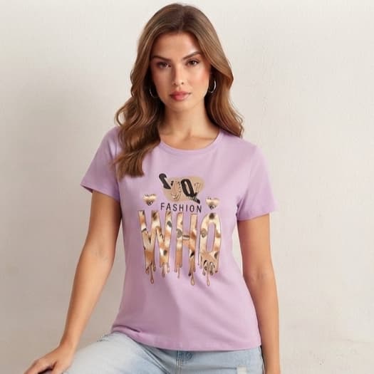 Blusa T-Shirt Feminina Camiseta Casual Estampada Fashion Who Blogueira Manga Curta Algodão Moda Verão Tendên
