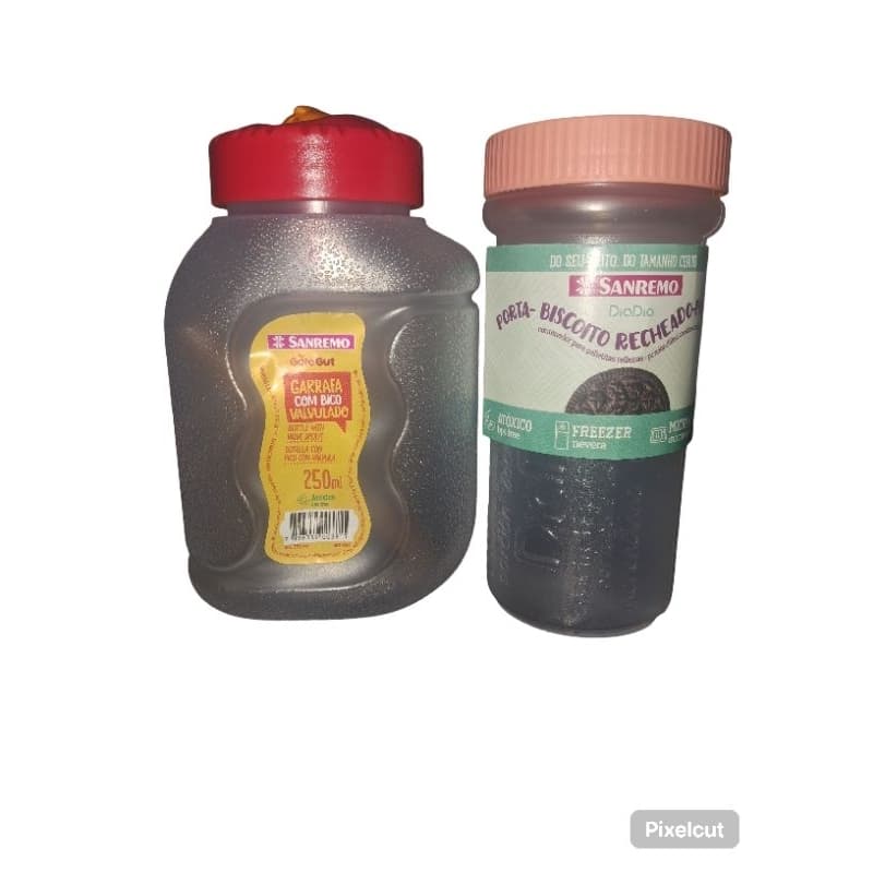 kit garrafa gole gut 250ml maia porta bolacha 200ml