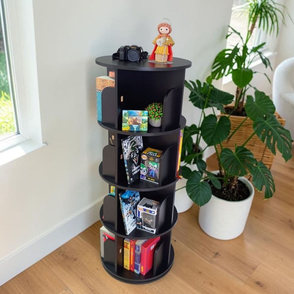 Estante Giratória Organizador Prateleira Rotatório MDF 1.30m 200 Livros