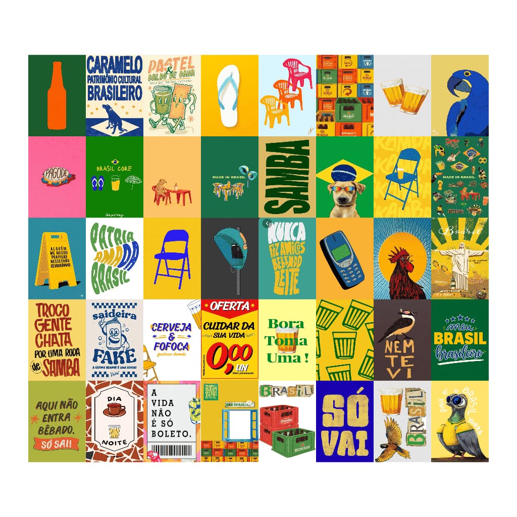 Kit 40 Cartazes Papel Sulfite A4 Brasilidades - Painel de Parede Boteco Bar Aniversário Decoração