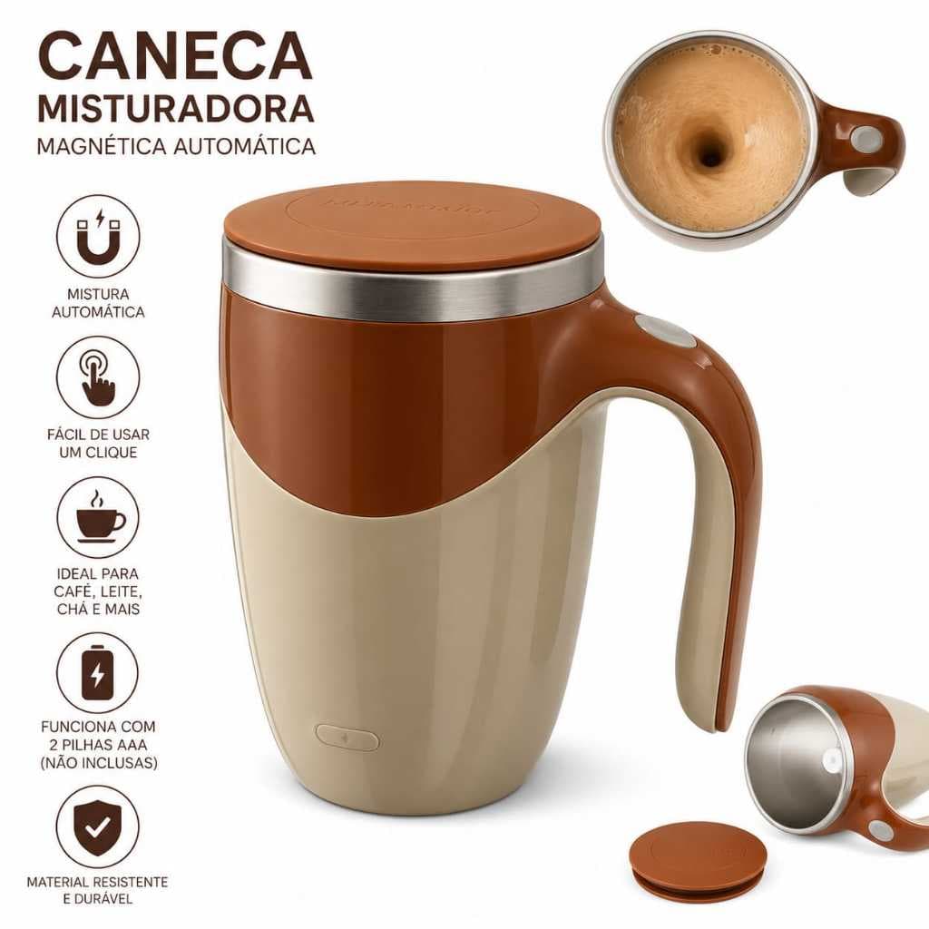 Caneca Misturadora Magnética Automática Elétrica Copo Mixer Café Leite Chá Auto Mistura Portátil