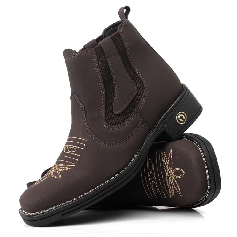 Bota Femina Chelsea Texana Country Bico Quadrado Reforçada