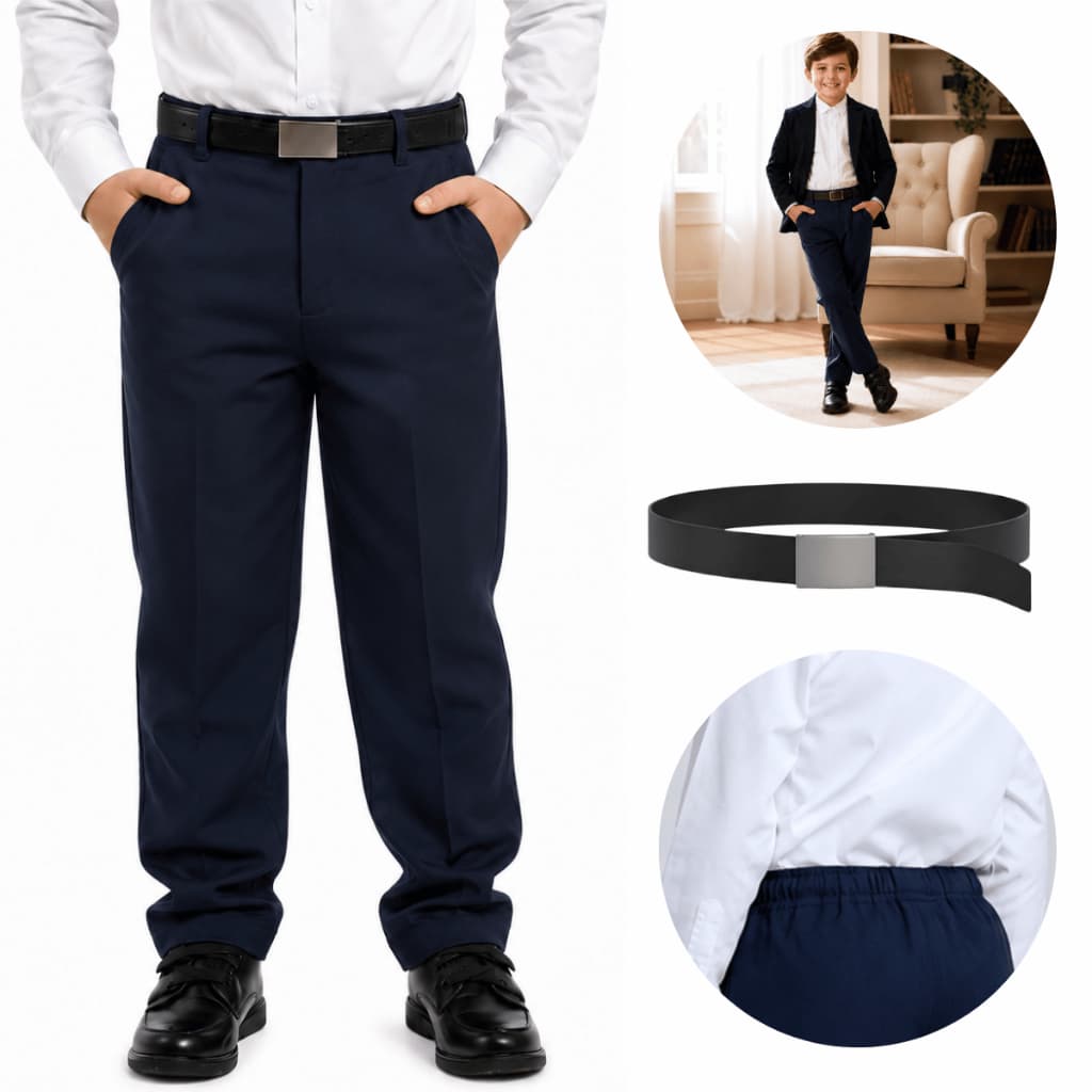 Calça Social Infantil Juvenil Menino Alfaiataria Slim Oxford Com Bolso E Cinto Tam 02 Ao 14
