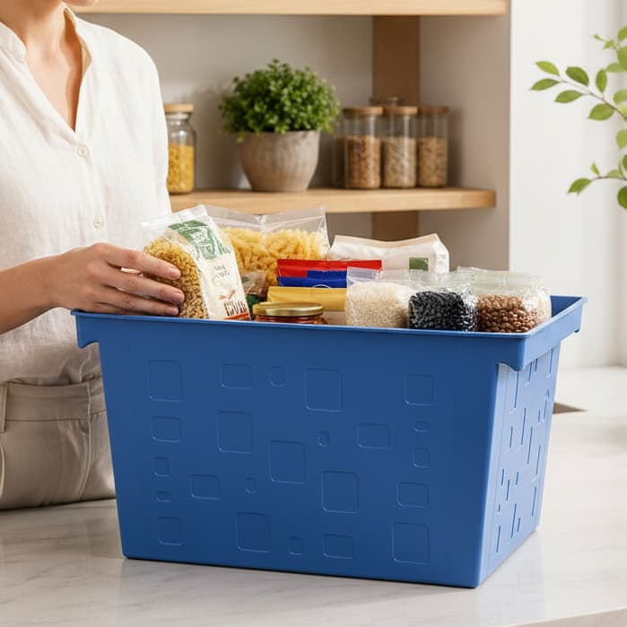 *📦 Caixa Organizadora Plástica 21 Litros Azul | Multiuso Retangular Organização Casa Quarto Brinquedos Escritório