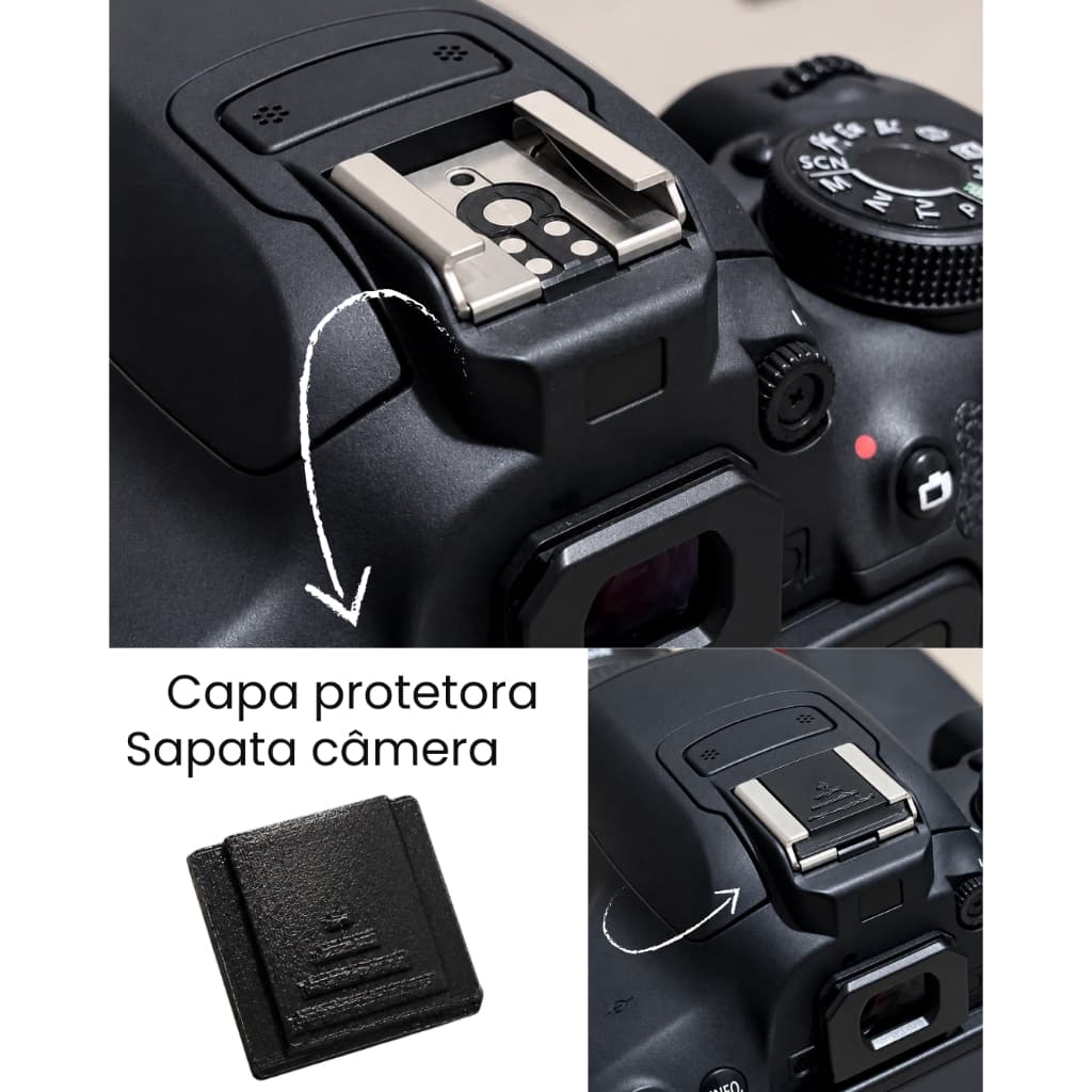 Tampa Protetora Sapata Flash para Câmeras Canon EOS | Proteção Contra Poeira e Impactos