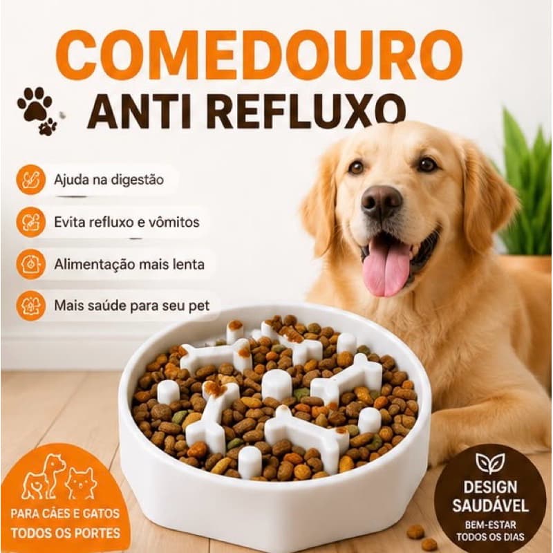 Comedouro Anti Refluxo para Cachorro Anti Engasgo Alimentação Interativa 15cm
