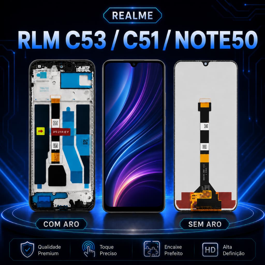 Tela de Reposição para Realme C53 C51 Note 50 LCD Touch com ou sem Aro