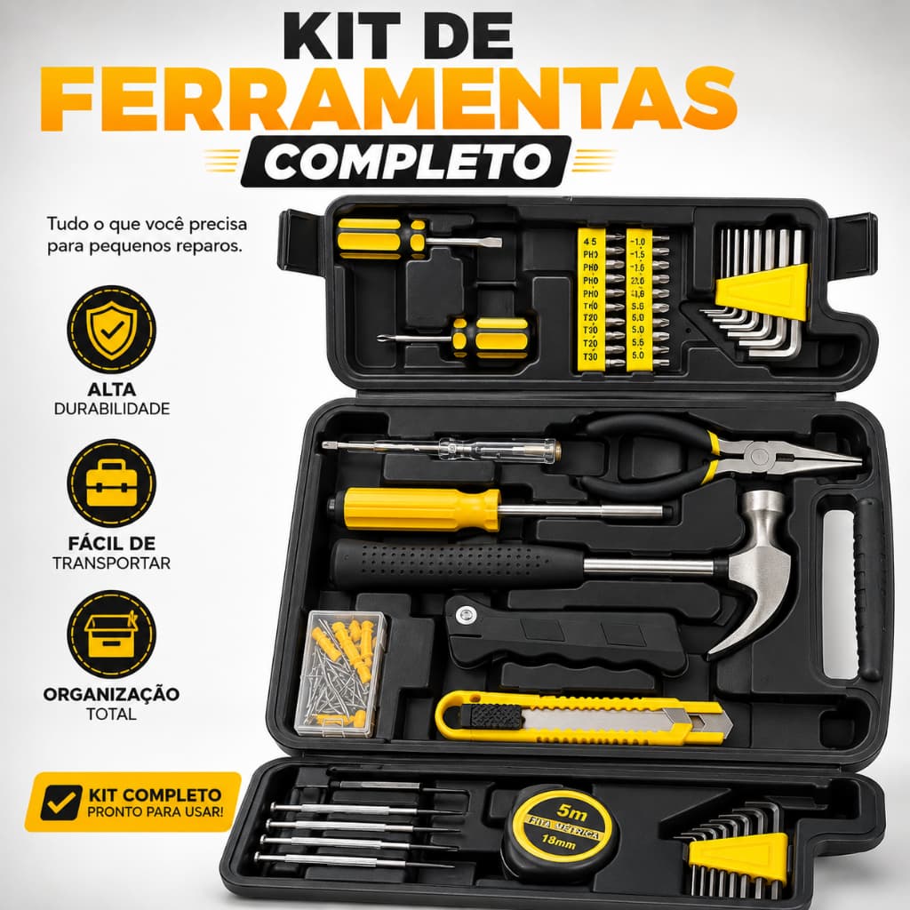 Kit Maleta Ferramentas Profissional Completo 200 Pcs Organizador Manutenção Reparo
