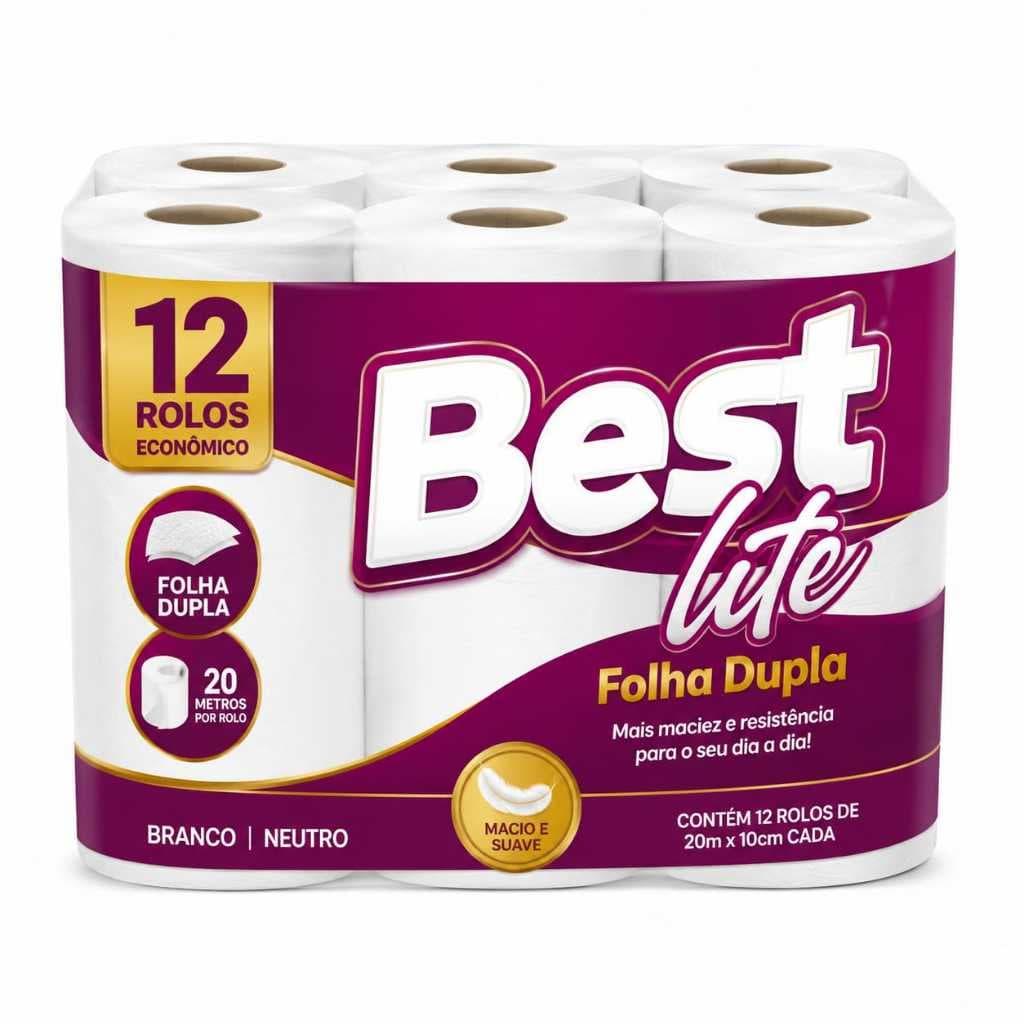 Papel Higiênico Best Lite Folha Dupla 20m 12 Rolos | Kit 12 24 ou 36 Rolos