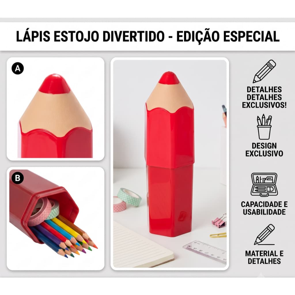 Plásutil Organizador Multiuso Lápis 3D Lúdico Mesa Porta Objetos Canetas Lembracinha