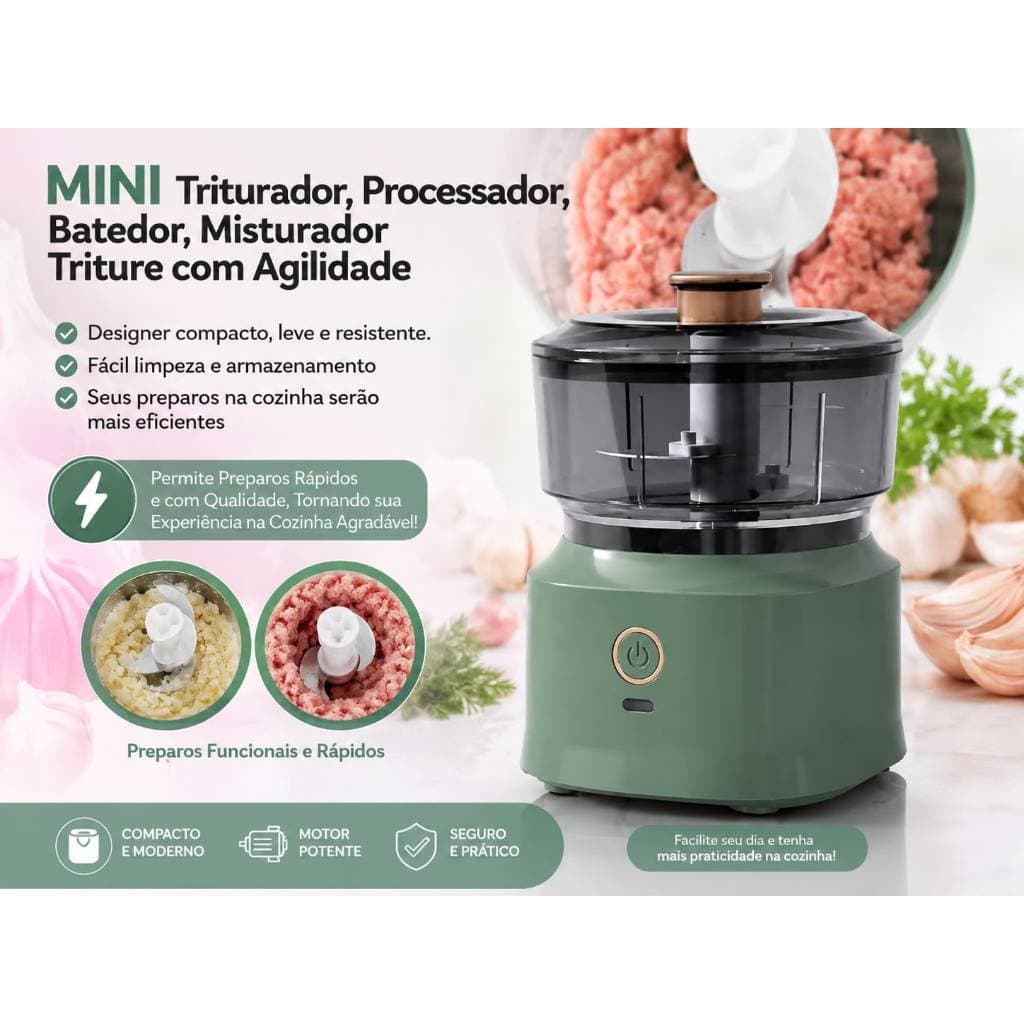 Mini Processador De Alimentos Elétrico