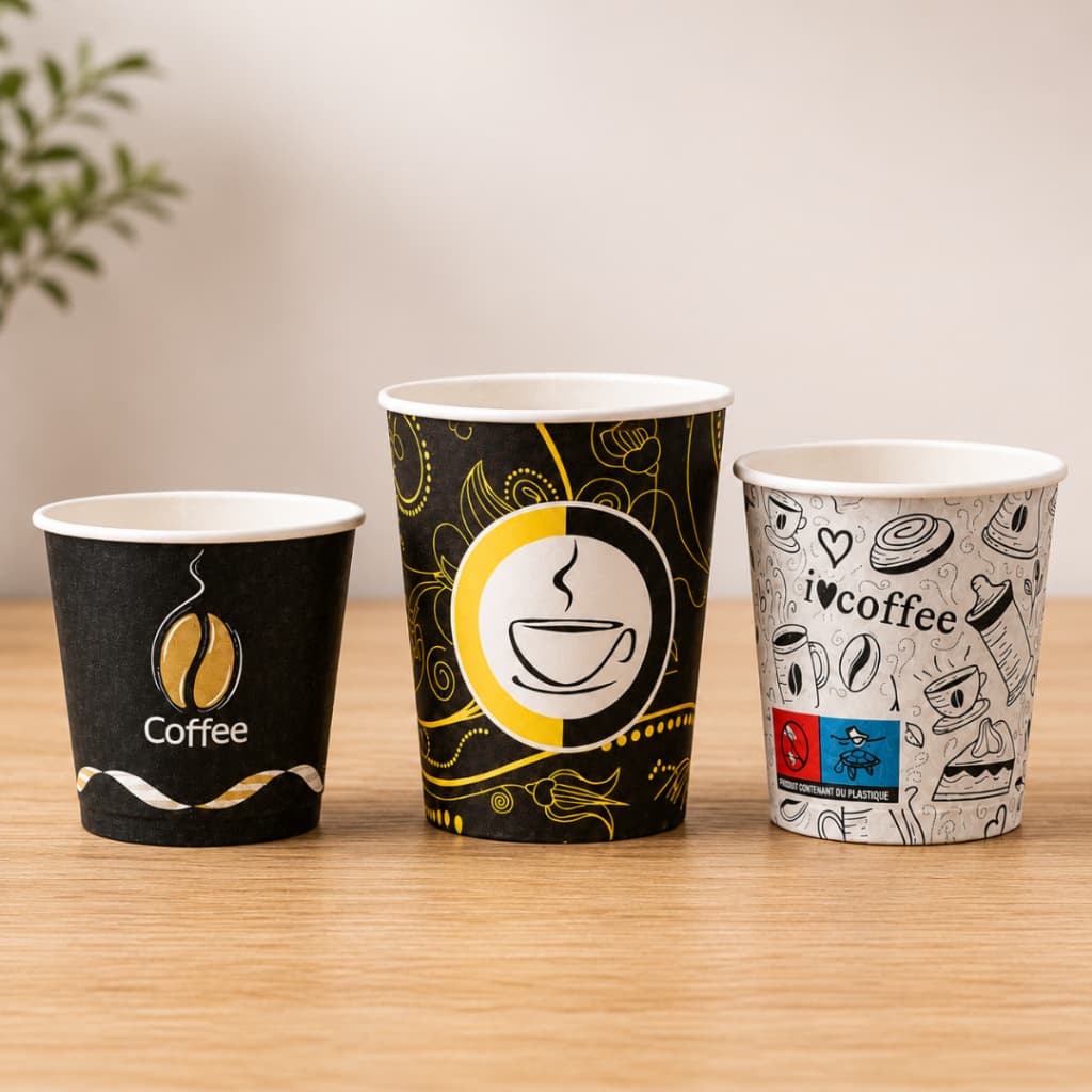 Kit Copo de Papel Premium Estampa Impresso Térmico 60ml 120ml 160ml Chá Café Expresso Cappuccino Clínica Empresa Festa
