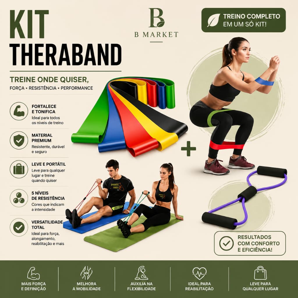 Elástico de Treino Mini Band + Elástico Tensão Extensor Exercício Treino Funcional Fisioterapia em Casa