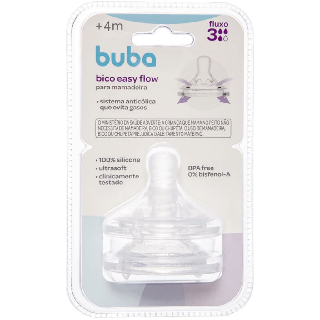 Bico para Mamadeira Easy Flow - Fluxo 03 -  bico mamadeira Buba - bico de mamadeira silicone - Buba