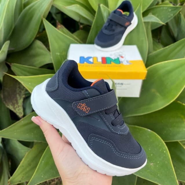 Tênis Klin Infantil Menino Original Calce Fácil Casual Leve Confortável Escola Passeio Velcro