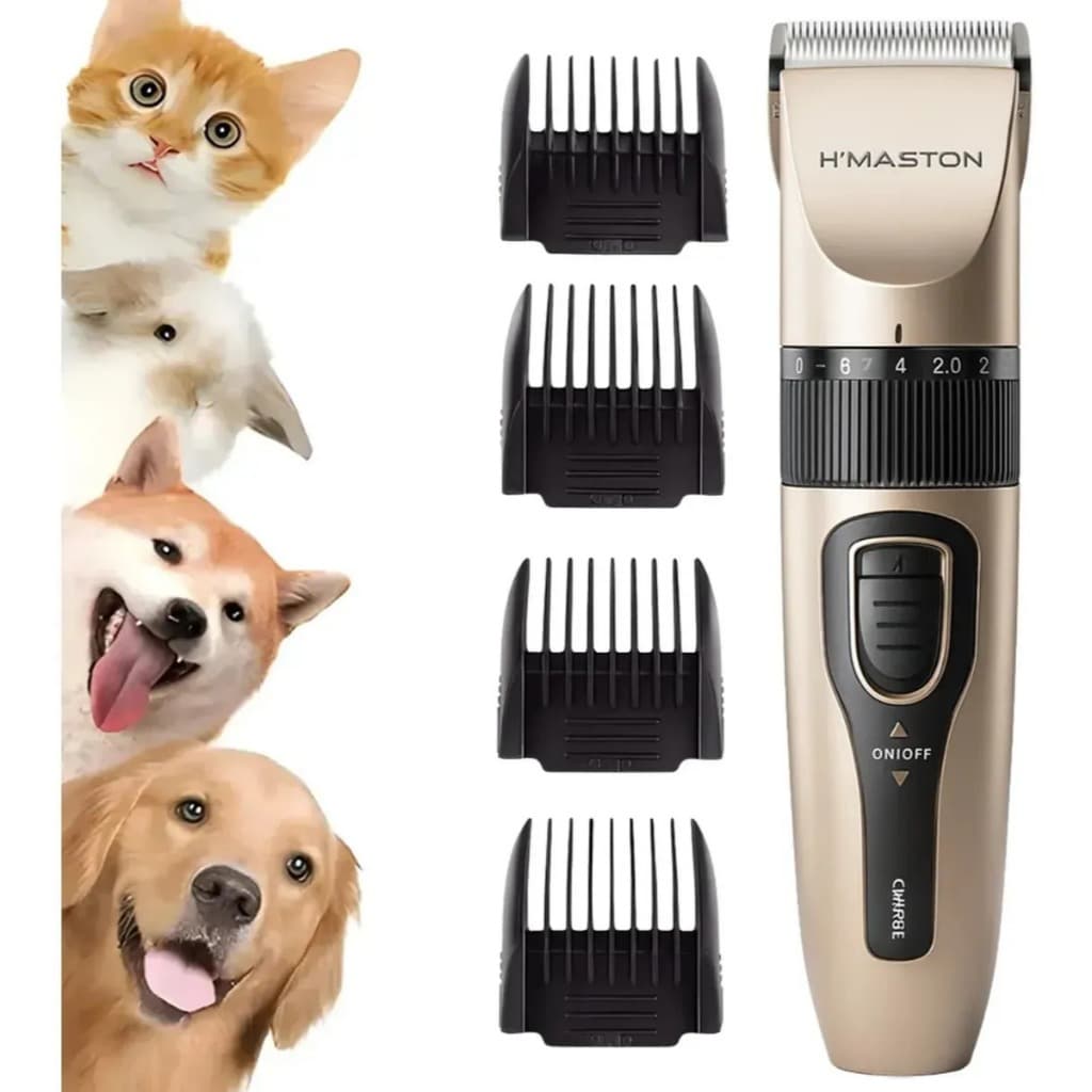 Máquina de Tosa Pet Fácil de Usar – Ideal para Iniciantes com 4 Pentes e Motor Silencioso Recarregável