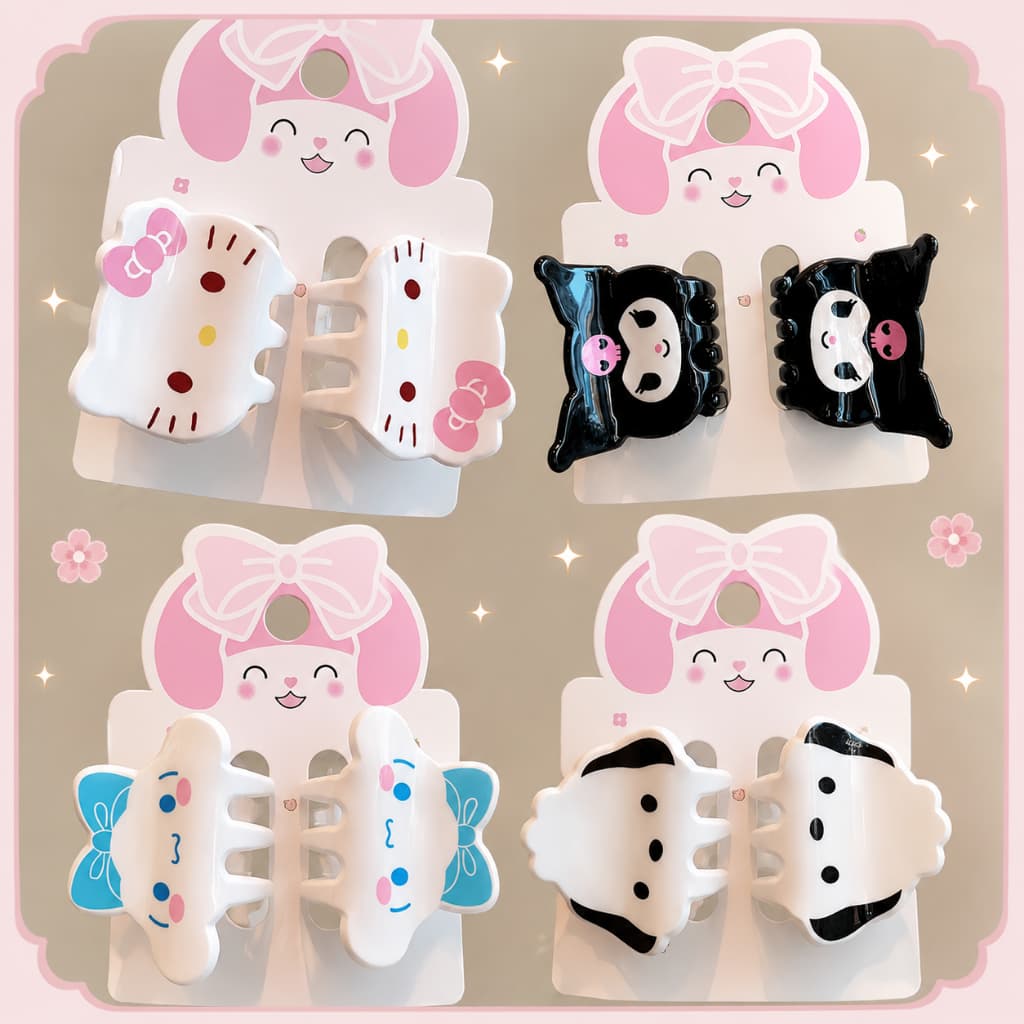 Presilhas para Cabelo Infantil Pequena Hello Kitty e Amigos