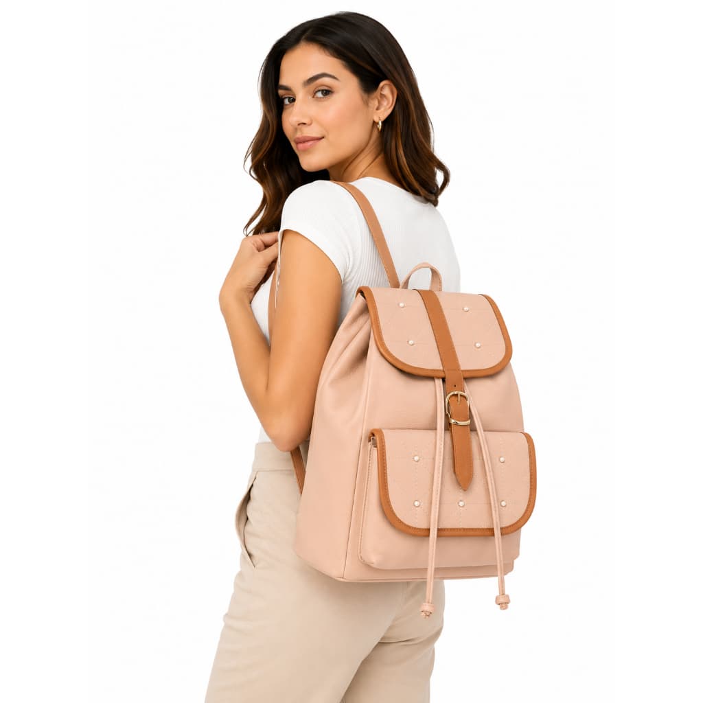 Mochila Feminina Couro Sintético Impermeável Grande Capacidade Moda Blogueira Faculdade Trabalho Casual