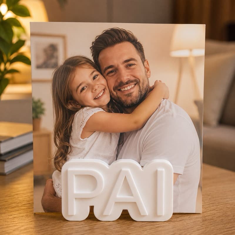 Porta Retrato Pai Dia dos Pais Foto com Imã Decoração Presente Impressão 3D
