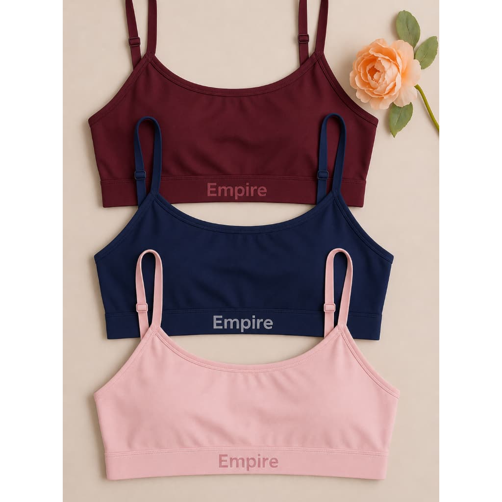 Kit 3 Top Feminino Forrado de Algodão Sutiã Sem Bojo Top Fitness de Academia Adulto e Juvenil