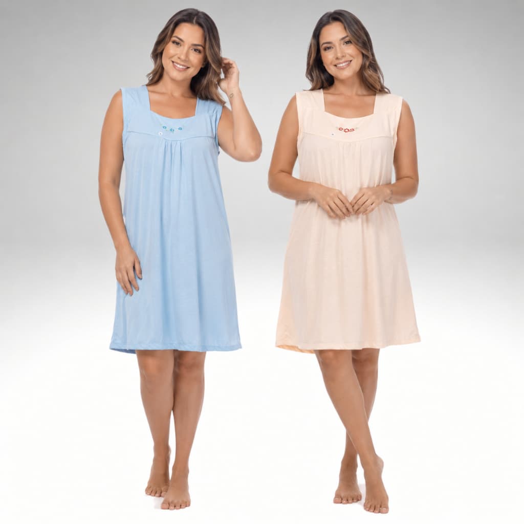 Kit 2 Camisolas Feminina Senhora Idosa Confortável Malha Macia Promoção