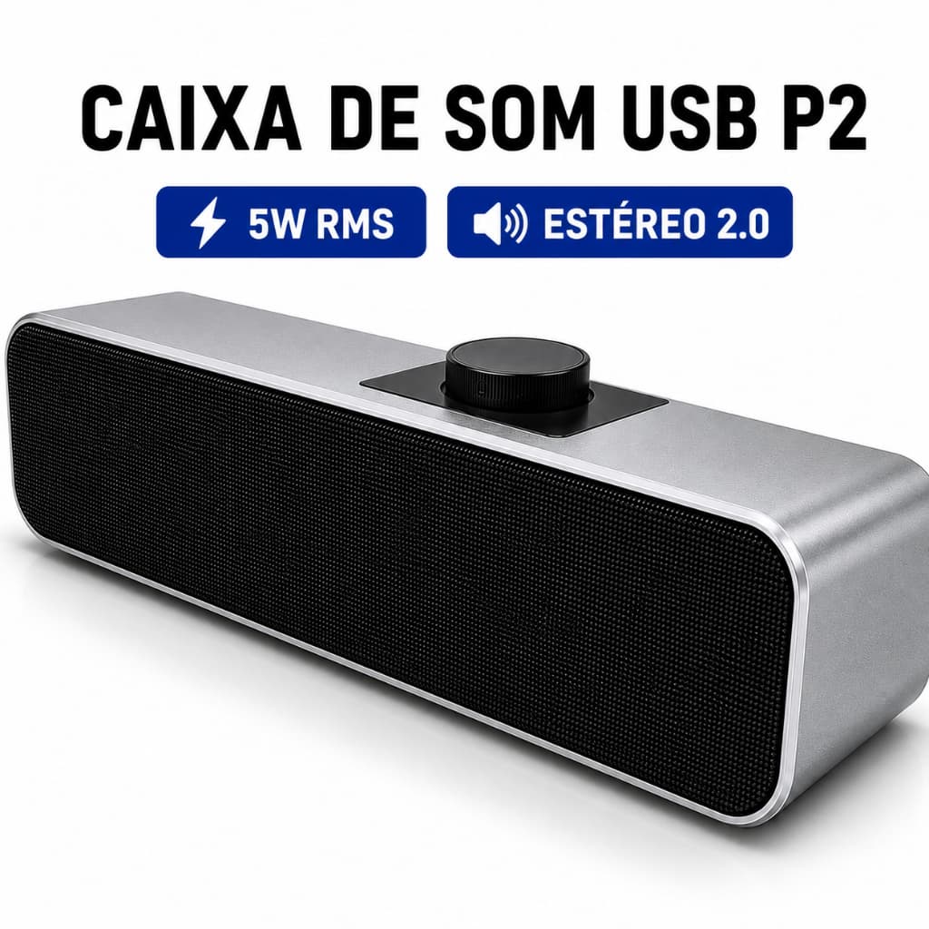 Caixa De Som Usb P2 Para Pc Notebook 5w Controle Volume