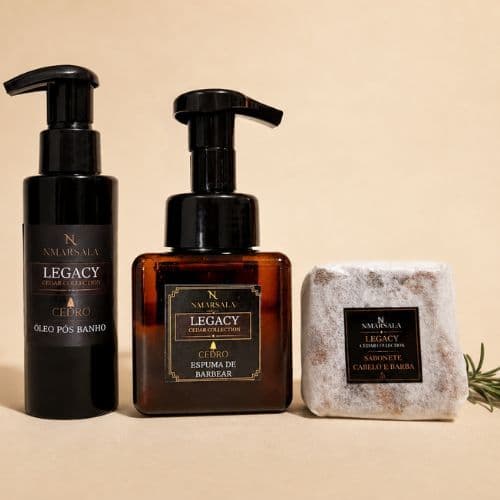arba Legacy Cedar Collection | Espuma de Barbear + Sabonete Cabelo e Barba + Óleo Pós-Banho | Presente Dia dos Pais