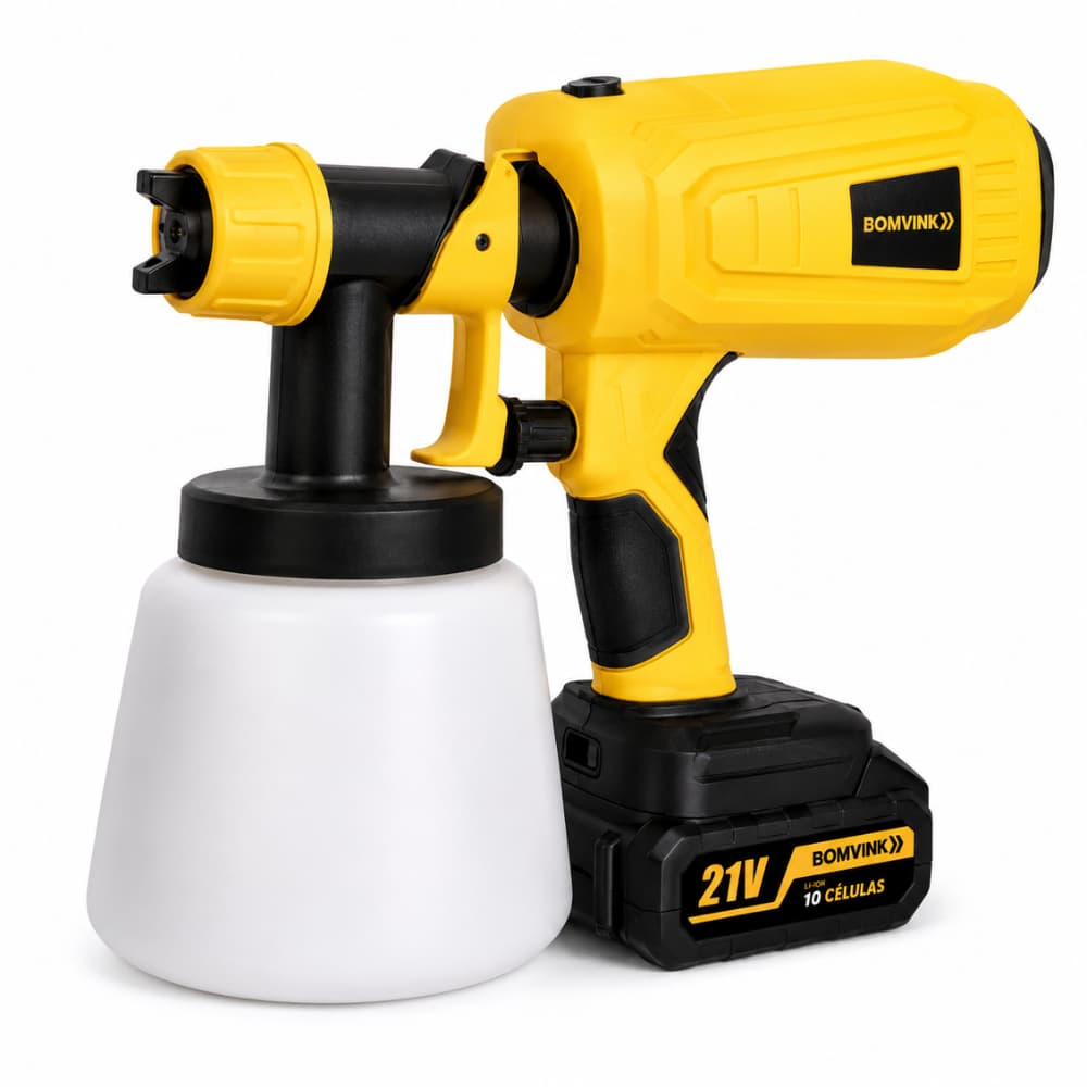Pistola de Pintura Elétrica Sem Fio 21V 800ml com Bateria Recarregável 10 Células Pulverizador de Tinta Portátil