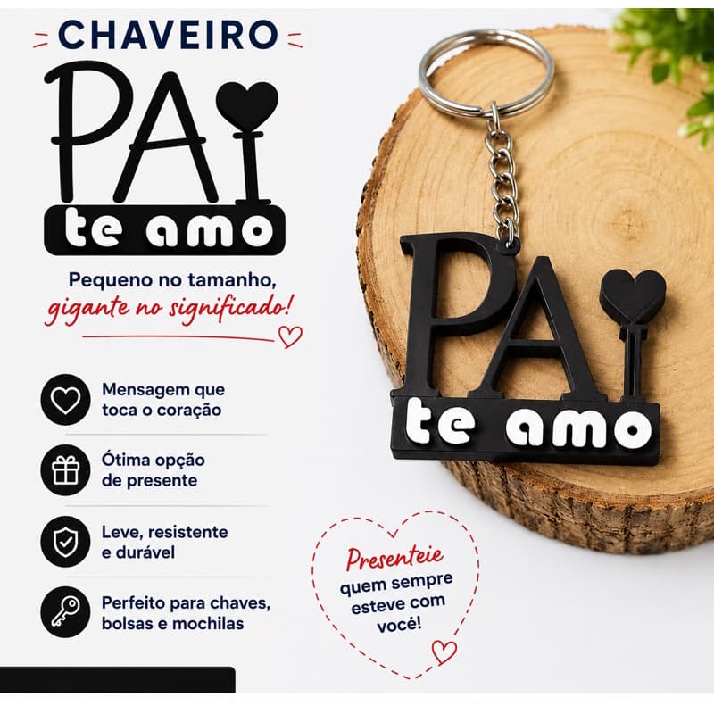 Chaveiro Pai Te Amo em PLA 3D | Presente Criativo para Dia dos Pais | Lembrancinha Personalizada|dia dos pais
