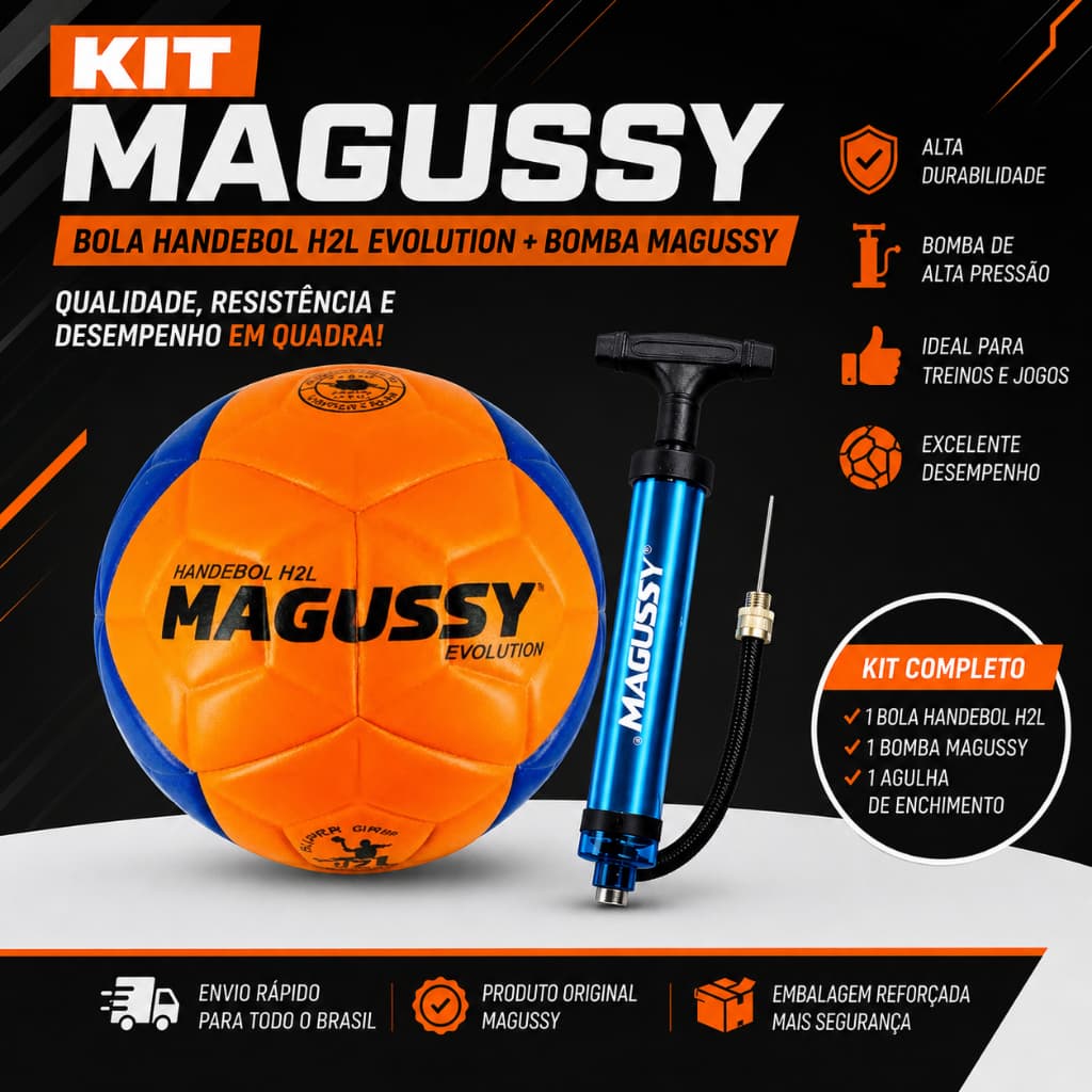 KIT BOLA DE HANDEBOL MAGUSSY H2L EVOLUTION 2026 + BOMBA MAGUSSY