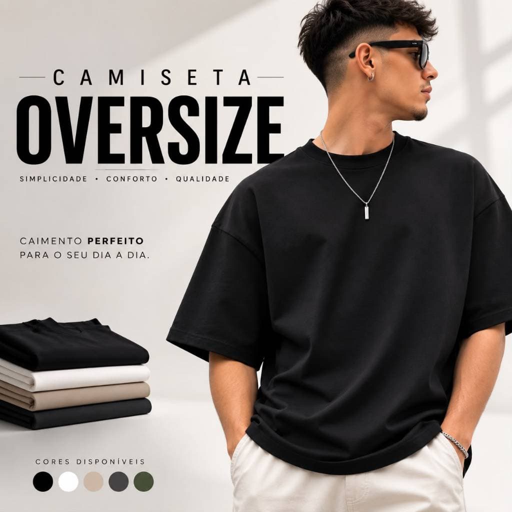 Camiseta Oversized Masculina com Modelagem Boxy Fit Moderna