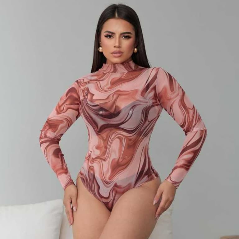 Body Tule Feminino Manga Comprida,  Body Tule Manga Longa Delicado, Luxo e Tendência Blogueira